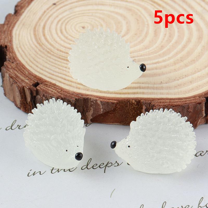 5Pcs/Set Colorful Luminous Hedgehog Decoration Resin Glow In The Dark Cute Animal Tank Aquarium Micro Landscape Decor
