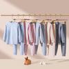 Children's long johns, pure cotton boys' thermal underwear set, medium collar girls' bottoming cotton sweater, youth pajamas