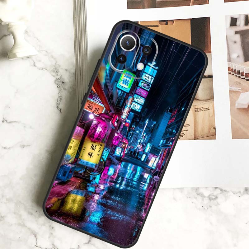 Japanese Night City Aesthetic Case For POCO M6 Pro F3 F5 M5s X3 X5 X6 Pro Xiaomi 14 13 Ultra 11T 12T 13T Pro 12 Lite Cover