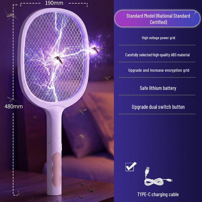 Tapette Électrique Rechargeable Anti-Moustiques et Mouches - Répulsif et Tueur de Moustiques Automatique, Durable et Puissant.