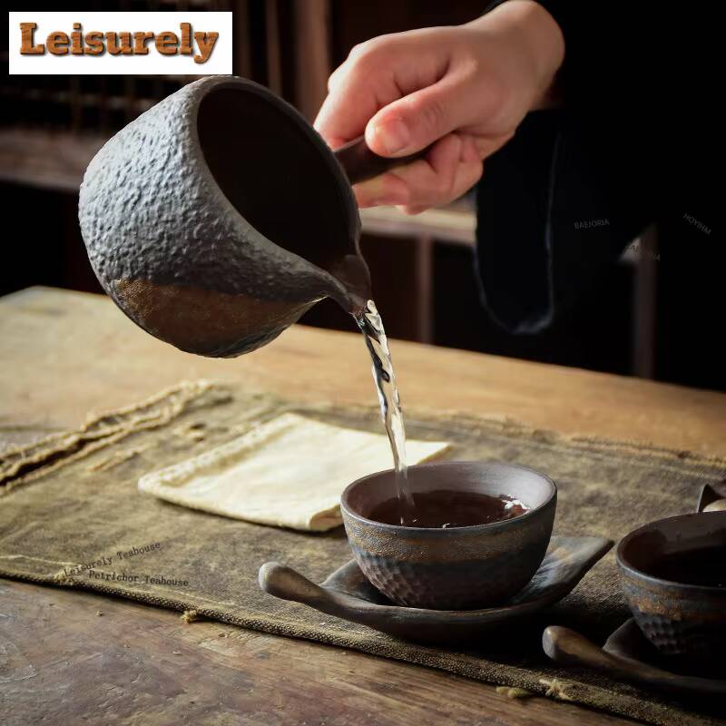 171ml Gilt Crude Pottery Tea Pitcher Pour Tea Cha Hai Dispenser Justice Cup Tieguanyin Fair Mug Teaset Decoration Accessories