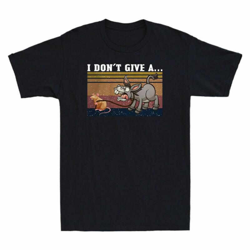 I Don t Give A Rat s Ass Mouse Walking Donkey Funny Vintage Men s Black T-Shirt Unisex T-Shirt S