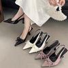 Fashion Sweet High Heels Spring Summer New Fashion Baotou Back Empty Bow Single Shoes Pointed Toe Stiletto Sandals Women