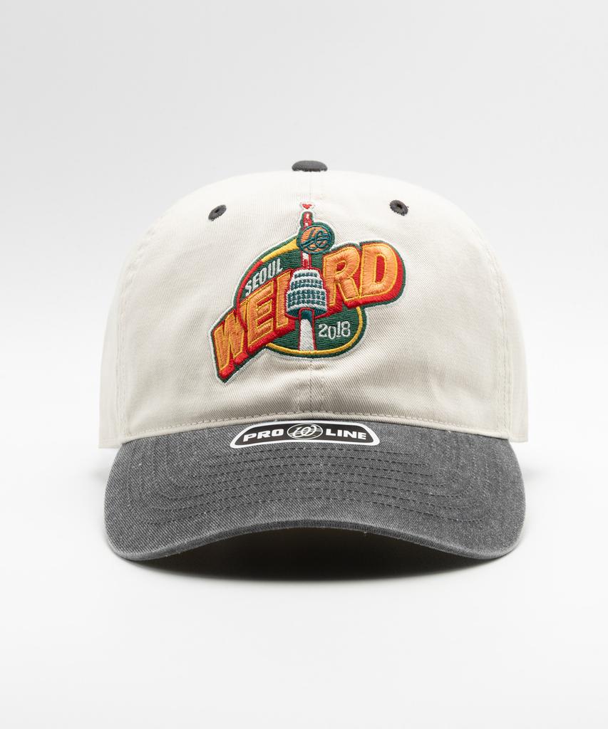 Wieoldeuwoldeu Weald Tower Pigment Color Block Ball Cap Ivory