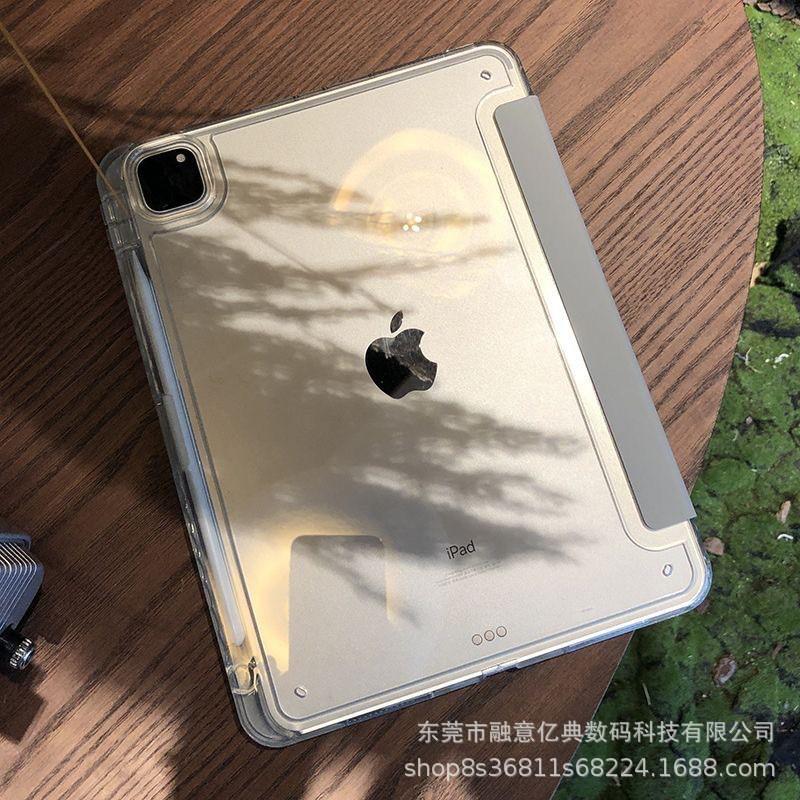 IPad 10.9 Inch Case Air 4/5 Pro 11 7/8/9 Gen Clear Acrylic Cover With Pencil Holder Shockproof Anti-bend