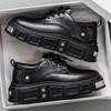 Men Platform Derby Shoes British Style Casual Genuine Leather Shoes Personalized Metal Design Fashion Thick Sole Footwear 39-44