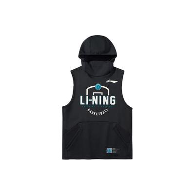 Li Ning Sports Basketball Series Mikina s prodyšnou kapucí s potiskem na téma Pánské mikiny Černá AWDQA55-2