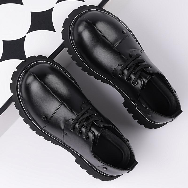 Thick Bottom Men's Leather Casual Shoes Soft Soles Sneakers Comfortable Simple Oxford Shoes Versatile Male Formal Dress Footwear