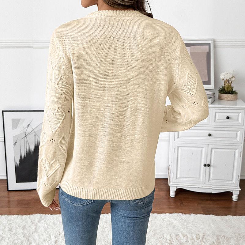 Spring and Autumn Love Jacquard Hollow Women's Sweater S-L