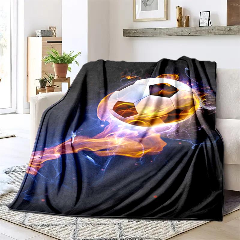 1PC Soccer, basketball, colorful water and fire pattern blanket, all season lightweight home office outdoor nap multifunctional blanket