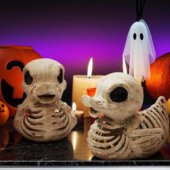 1/2Pcs Halloween Skeleton Duck Statue Waterproof UV Resistant Indoor Outdoor Festival Scene Decoration Creepy Mini Figurine