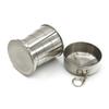 Taza plegable de acero inoxidable de 75ml/150ml/250ml, taza telescópica portátil para viajes al aire libre y Camping con llavero, taza de mano para agua y café