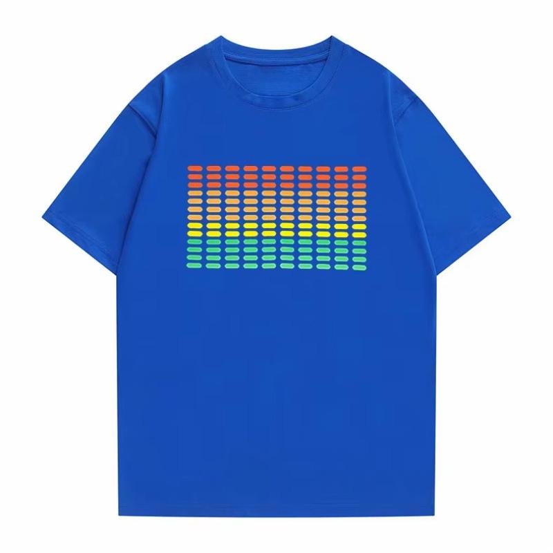 

Популярна футболка з еквалайзером, що реагує на звук, футболка з еквалайзером, що світиться вгору-вниз, світлодіодна футболка, що блимає, світлодіодні футболки, активовані музикою, чоловічі жіночі футболки S