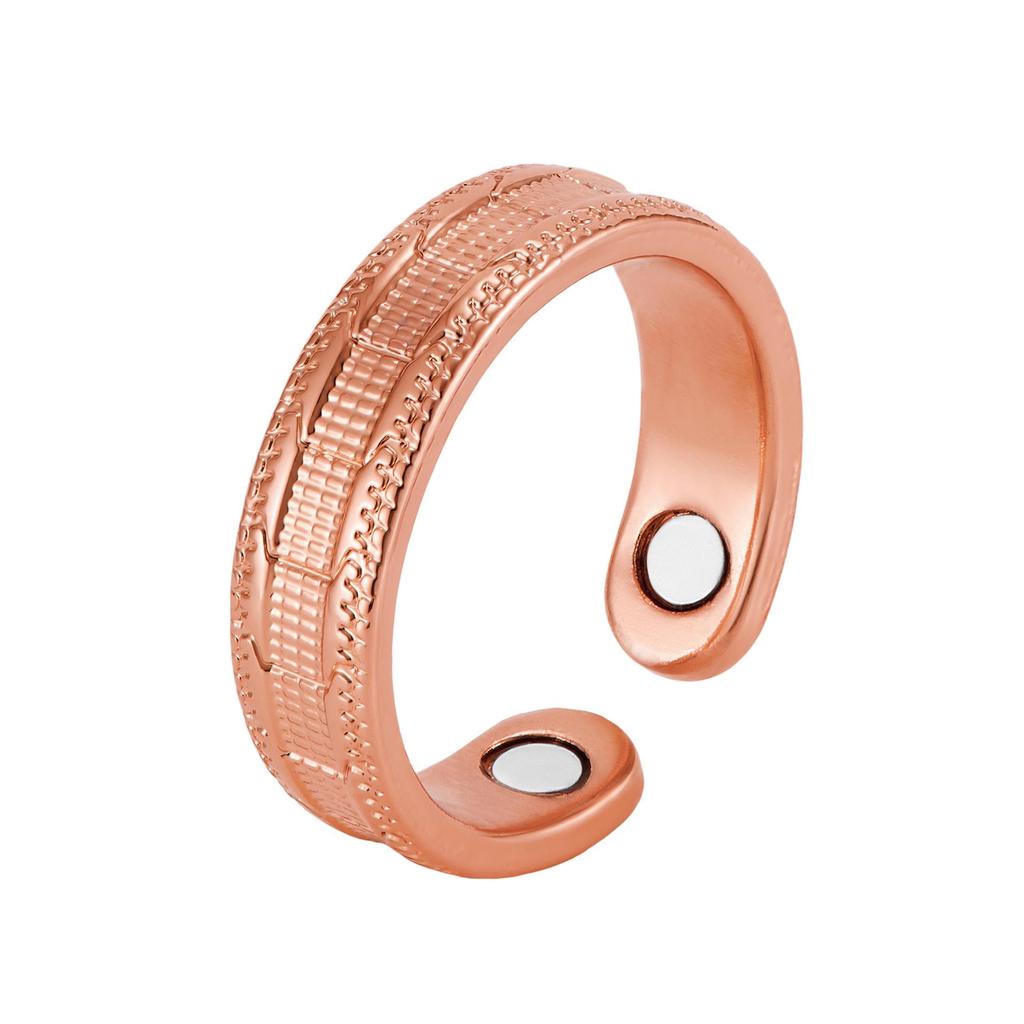 Retro-Stil Blumen-Magnet-Armband & Ring-Set in Rotkupfer für Paare