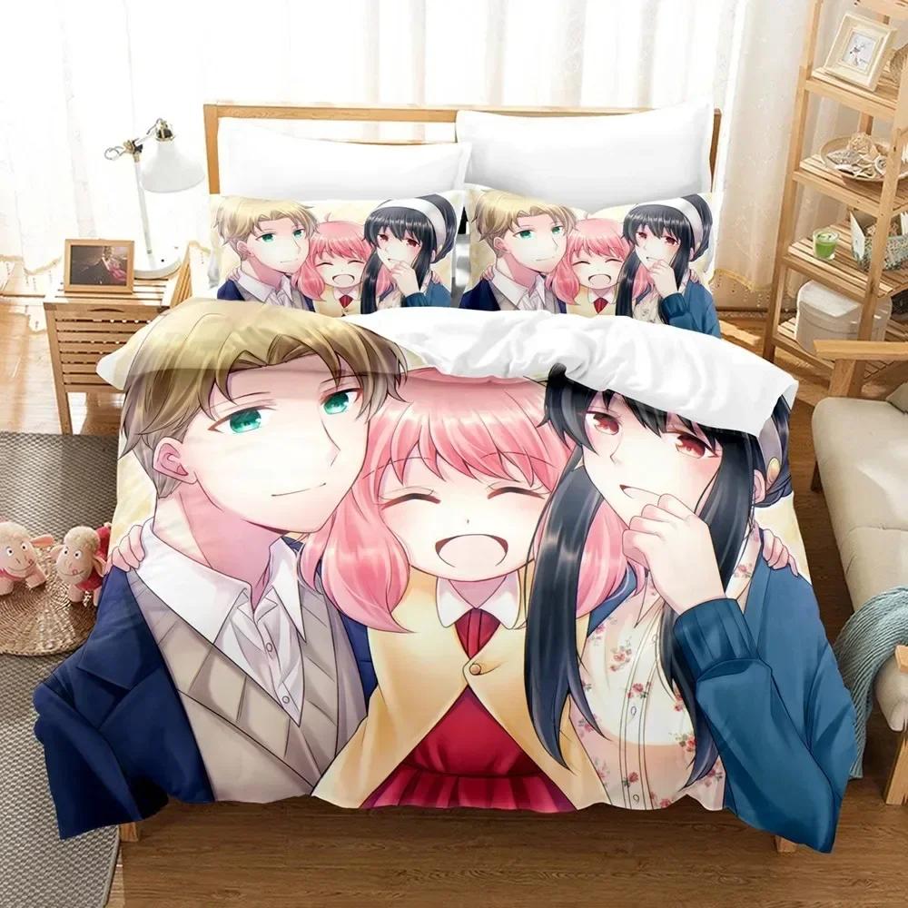 Anime SPY×FAMILY Bedding Set Anya Forger Printed With Pillowcase Bed Duvet Cover Soft Queen King Size Bedclothes Home For Gifts