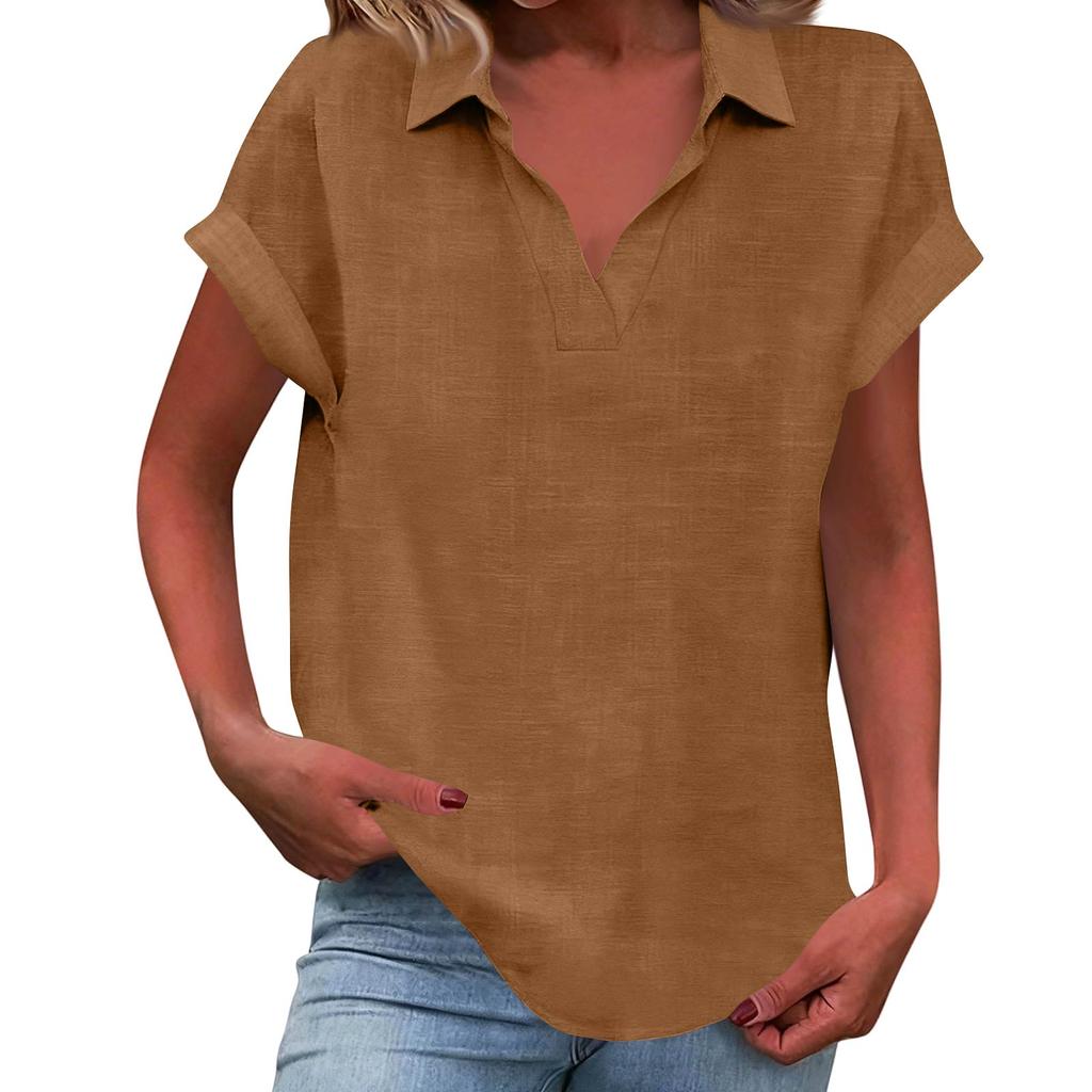 Damen Mode Lässig,Farbiges Kragenkurz,Kurzärmeliges T-Shirt,T-Shirt Top