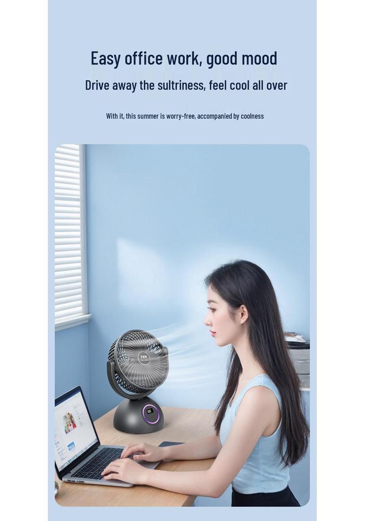 Best-Selling Wall-Mounted Desktop Fan with Long Battery Life, Quiet USB Operation, and Smart Digital Display