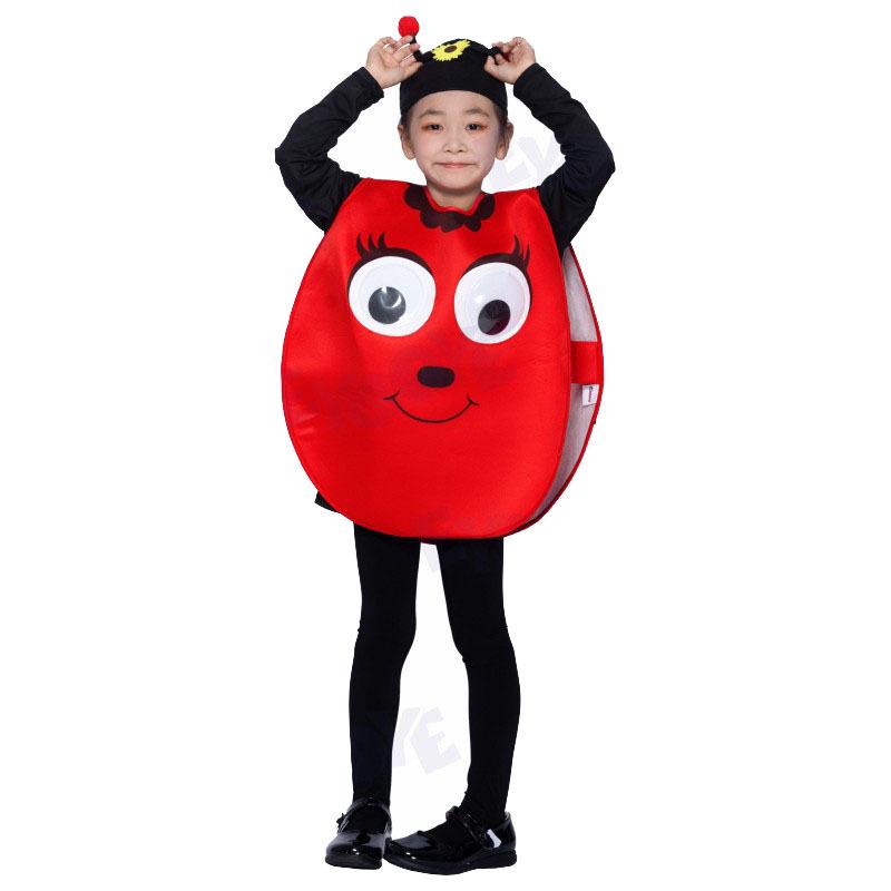 Kid's Halloween Ladybug, Bee, and Black Cat Hooded Costumes for Kindergarten Role-Playing & Stage Performances