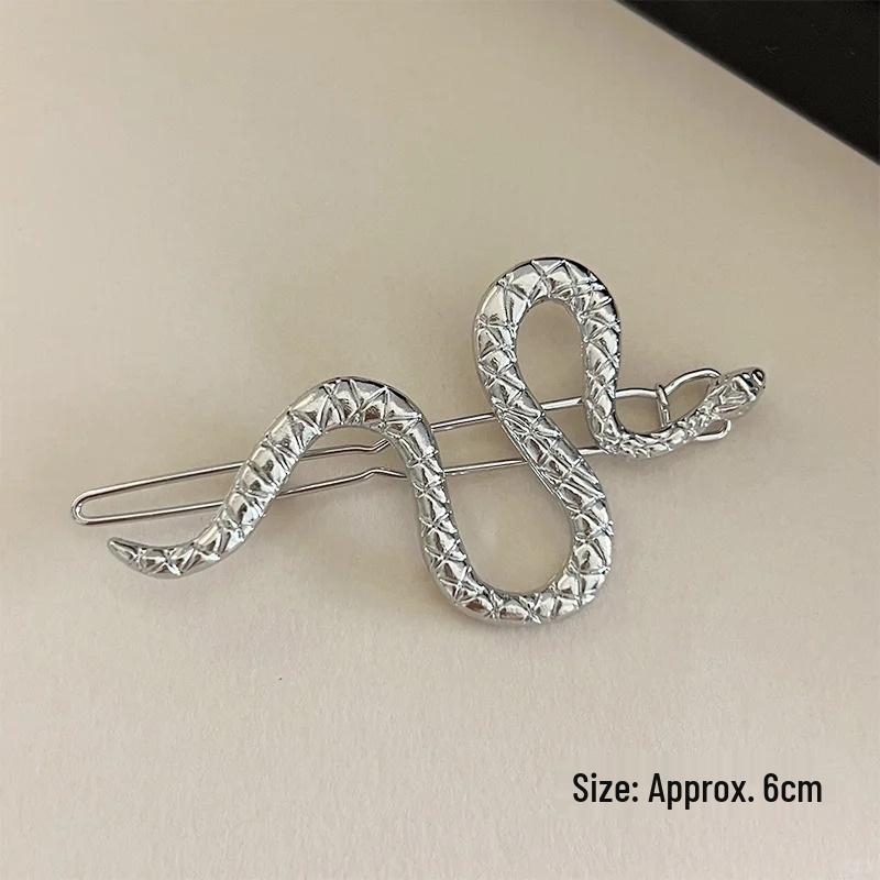 

Трендовая серебристая заколка-змейка для волос для женщин - Универсальная и стильная ретро заколка-невидимка для челки и боковых прядей. Hair Clip