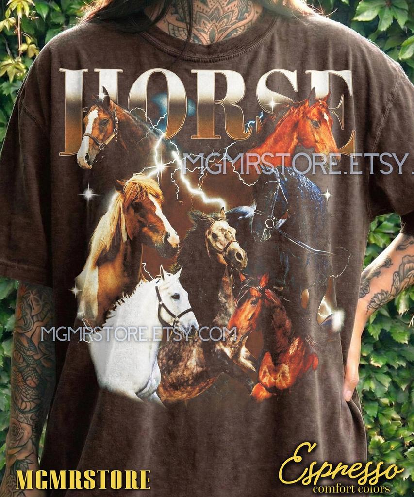 Vintage Horse Comfort Colors® Tshirt, 90S Graphic Style Tees, Retro Wild Mustang Animal Lover Sweater, Lightning Y2K Tanktop, Faded Gift