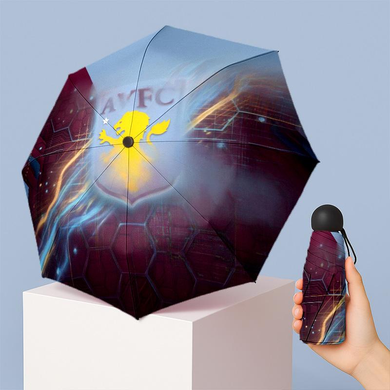 Ombrello Tascabile Pieghevole Mini 5 Pieghe Aston Villa Football Compatto Leggero Anti UV Protezione Pioggia Sole Ombrello Portatile da Viaggio
