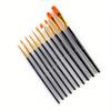 10 Pcs Art Brushes Supplies Stationery Artist Purple Nylon Paint Brush Professional Watercolor Acrylic Wooden Handle Painting