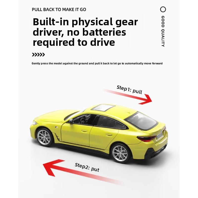 Alloy Car Model 1:32 Bmw I4 M50 Electric Sedan With Sound Light Doors For Collectors