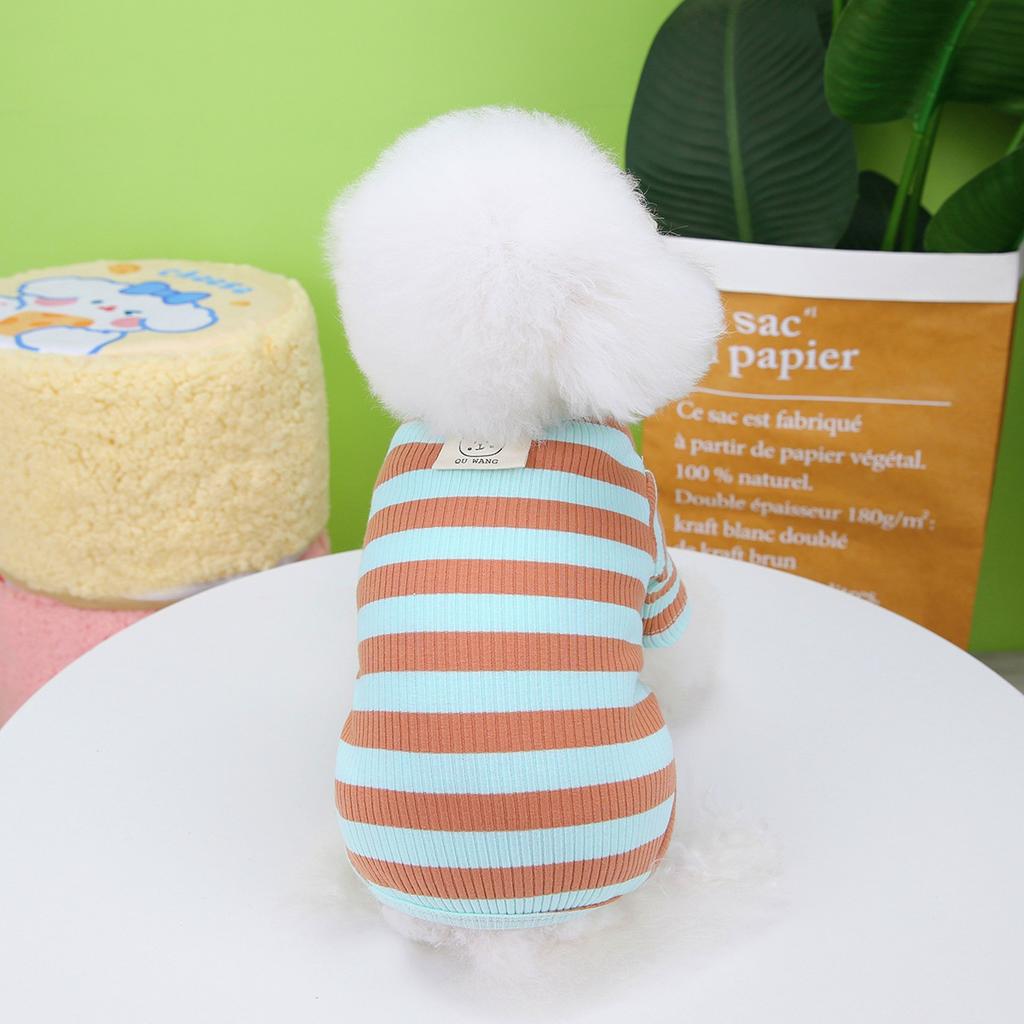 Dog and cat pet clothes spring and summer thin small dog Teddy Pomeranian clothing pajamas 23 stripes four-legged home clothes