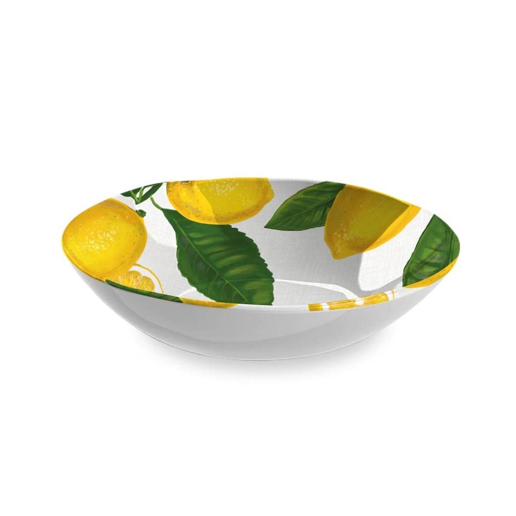 TarHong Fresh Lemon Server Large Serving Deep Dishwasher Perfect for Outdoors and Camping Bowl, 31cm, Bowl, Plate, Shatter-Resistant Plastic, Safe,