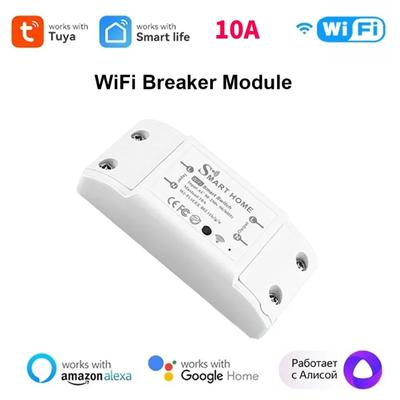 Tuya WiFi 10A Chytrý Spínač Jistič Modul Bezdrátový Dálkový Spínač Alexa Google Home Aplikace Tuya EWeLink Vzdálené Hlasové Ovládání
