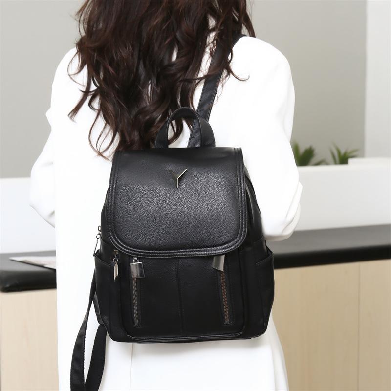 PU Leather Large Capacity Texture Backpack for Women – Casual & Stylish Ladies' Backpack
