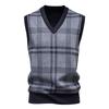 Men's Winter Fleece-Lined Plaid Vest, Pullover, Loose-Fitting Men's Sleeveless Sweater Vest