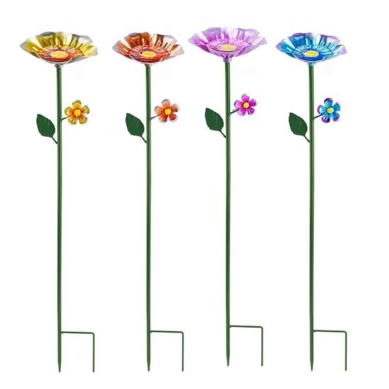 Metal Flower Garden Stake Bee Watering Station Outdoor Bird Bath Butterfly Water Feeder with Stake for Garden Pollinators Birds Yard Patio Decor