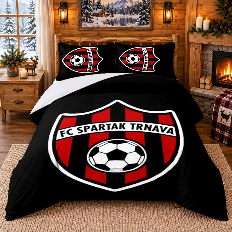 Spartak Trnava Pattern Bedding 3Pcs Set Bed Sheet And Pillowcases For Indoor Bedroom