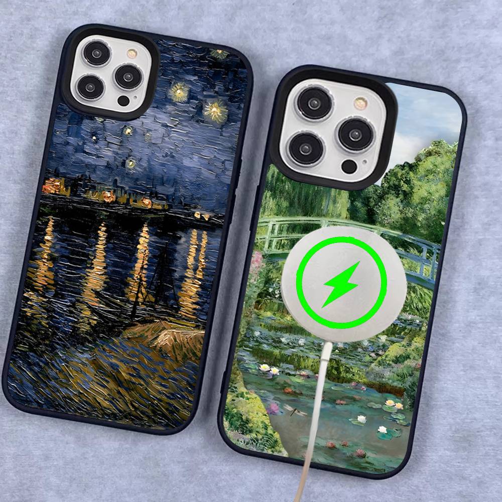 Van Gogh Oil Painting For IPhone 17 16 15 Pro Max Case 14 Plus 13 12 11 For Magesafe Magnetic Wireless Charge Cover