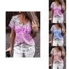 Elegante Damen V-Ausschnitt Kurzarm Blumenmuster Oberteile T-Shirt Für Freizeitkleidung