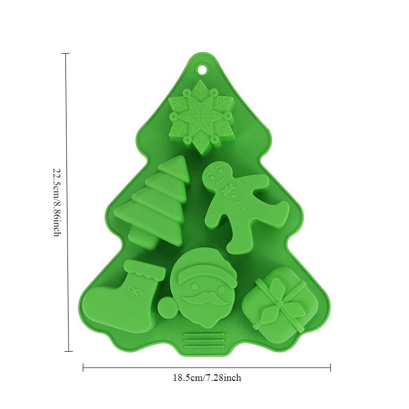 Christmas Silicone Baking Molds Food-Grade Tree Gingerbread Santa Shape Cake Chocolate Mousse Mould Non-Stick DIY Holiday Tools