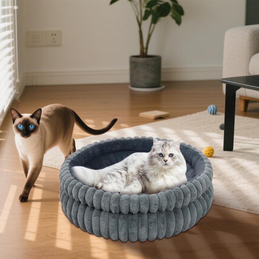 Deluxe Donut Dog Bed Washable Cat Cuddler Mat Cats Dogs Fluff Sleeping Cushion Orthopedic Calming Pet Bed For Dog Pets