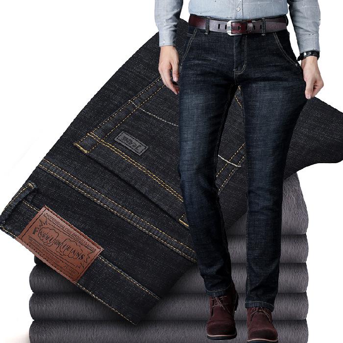 

Jeans Men s Padded and Thickened Winter Loose Straight Casual Trousers Men Winter Warm Elastic Jeans Men 42 чорний