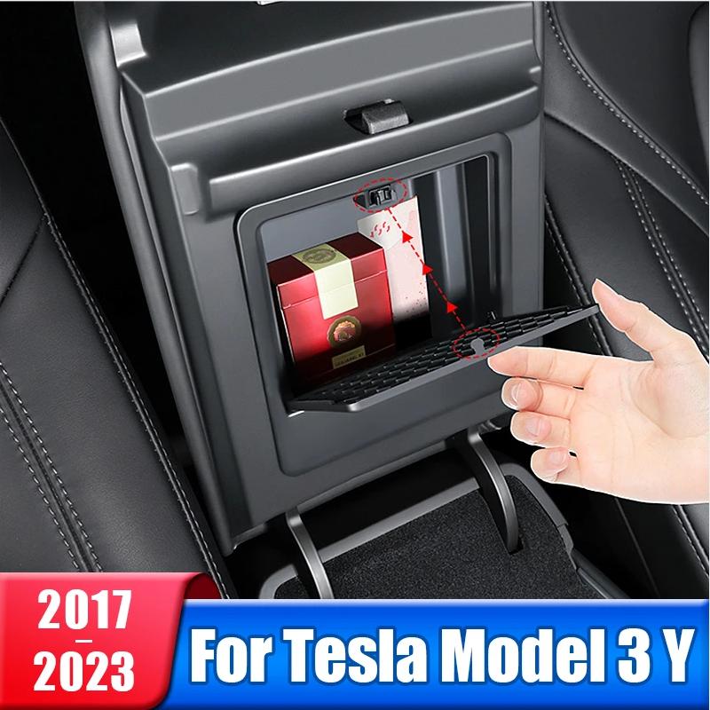 For Tesla Model 3 Y 2017 2018 2019 2020 2025 2025 2025 Armrest Hidden Button Storage Box Sundries Organizer Tray Car Accessories