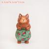 Handgefertigte Niedliche Katze Holzschnitzerei Ornamente, Bemalte Holzkatzenfiguren, Holz Niedliche Katze Desktop Dekoration, Glückskatze Skulptur