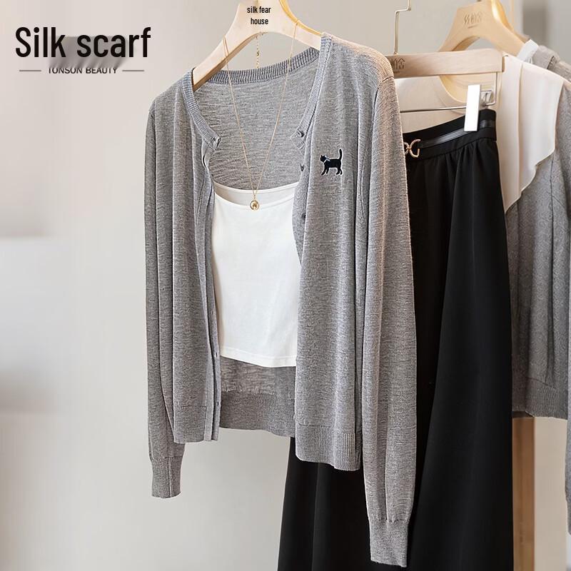 Women s Korean Style Embroidered Knitted Cardigan One Size