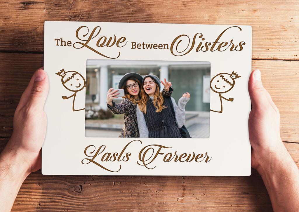 Darling Souvenir Made With Love  Engraved Table Top Photo Frame  Wooden White Picture Frame Gift For Sister