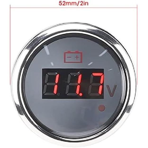 Marine Voltage Gauge Marine Volt Meter 52mm Diameter Boat Voltage Gauge LED Digital Display 316 Stainless Steel Marine Voltmeter Gauge Universal for
