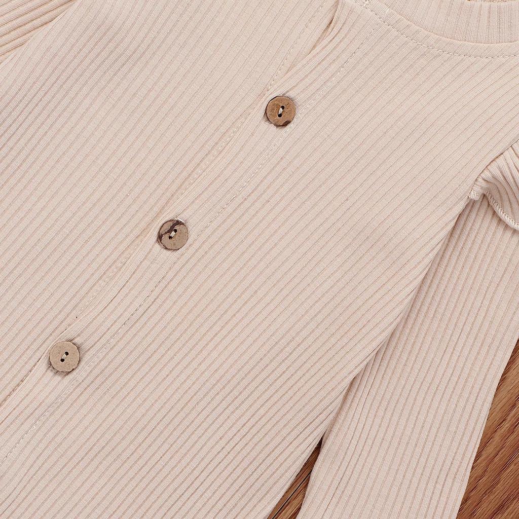 0-24M Baby Girls Boys Cotton Romper Autumn Spring Warm Solid Color Romper 2Pcs Newborn Baby Girl Boy Pit Cotton Jumpsuit Outfits