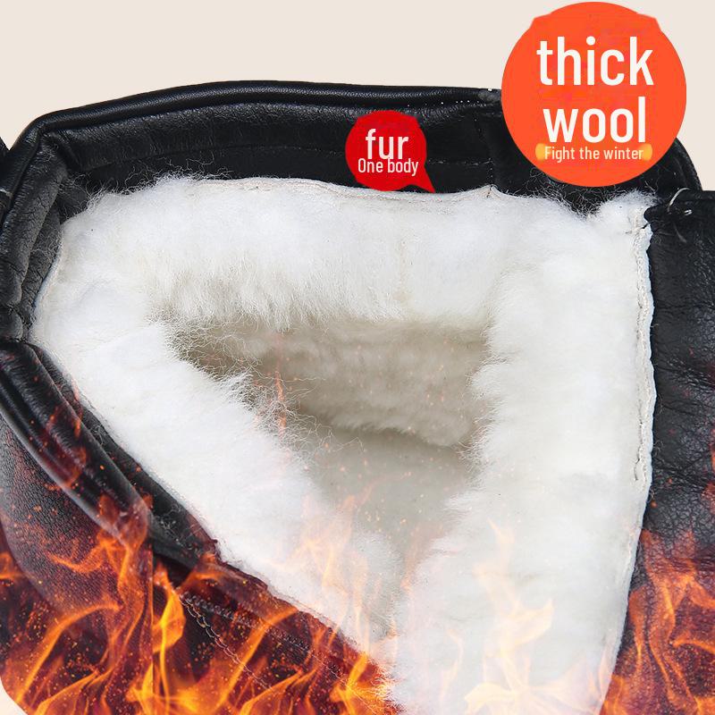 Pánské kožené zimní boty s vysokým svrškem a zesílenou vlněnou podšívkou