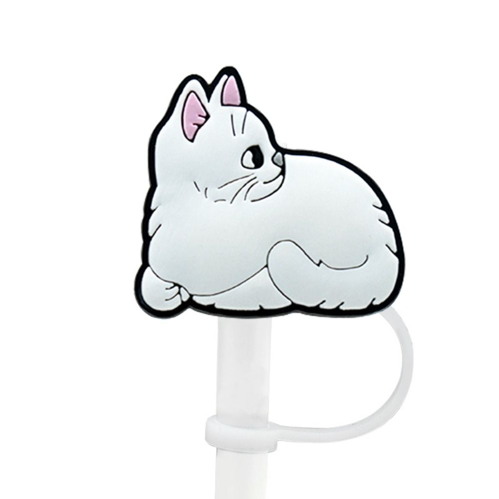 Silicone Straw Plug Cartoon Cat Drinking Dustproof Cap Creative Straw Tip Covers  Cup Accessories