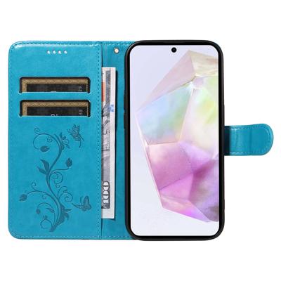 For Samsung Galaxy A56 5G/M56 5G PU Leather Cases Flower Pattern Wallet Stand Phone Cover with Strap