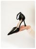6693-1 Metallic Design One-Strap High Heels - Women's Sexy Pointed Toe Shoes