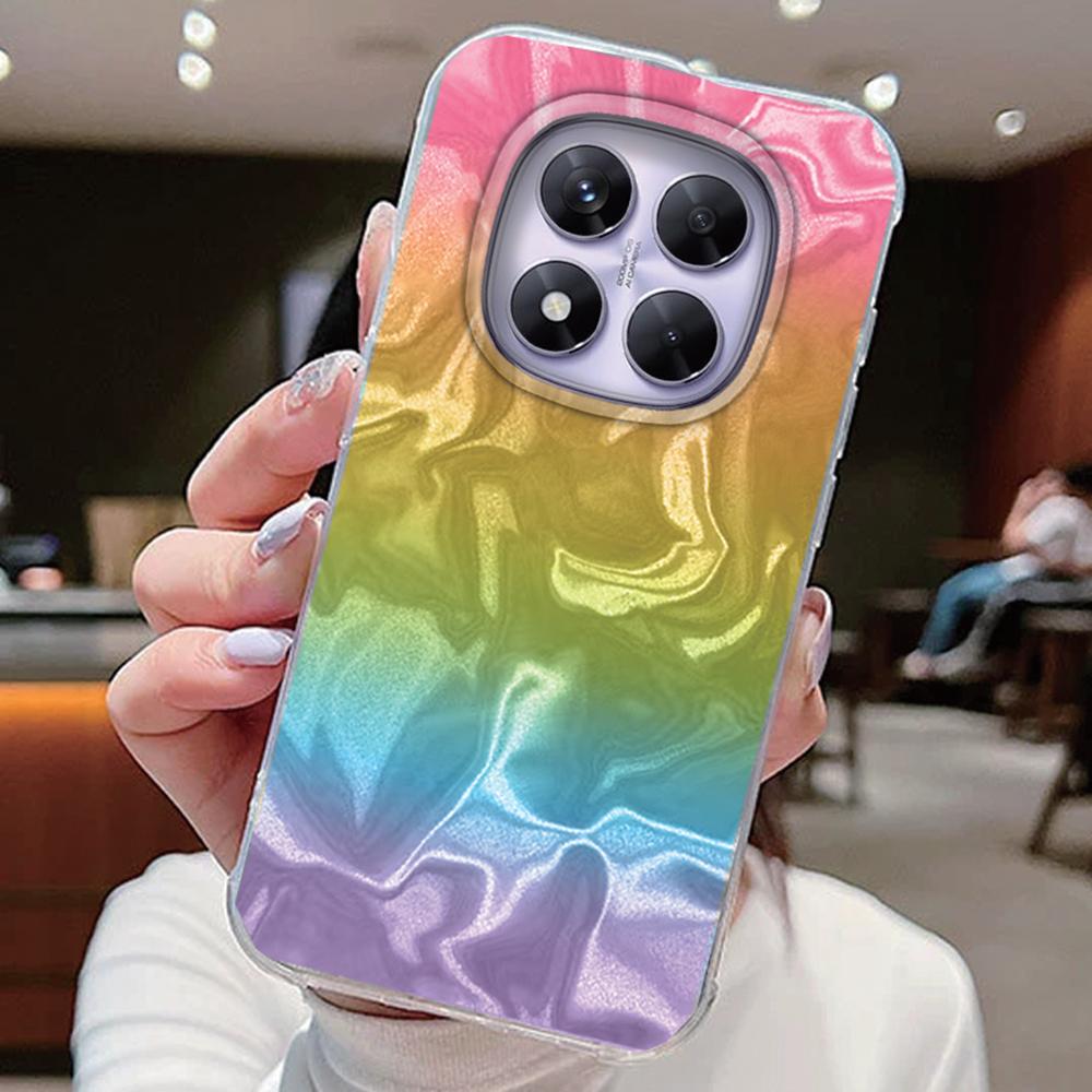 

Чехлы для телефонов Xiaomi Redmi Note 14 13 Pro Plus 5G 14T 13T Pro Poco M6 Pro Цветной градиентный лазерный чехол Силиконовый бампер Redmi Note 14 Pro 5G белый